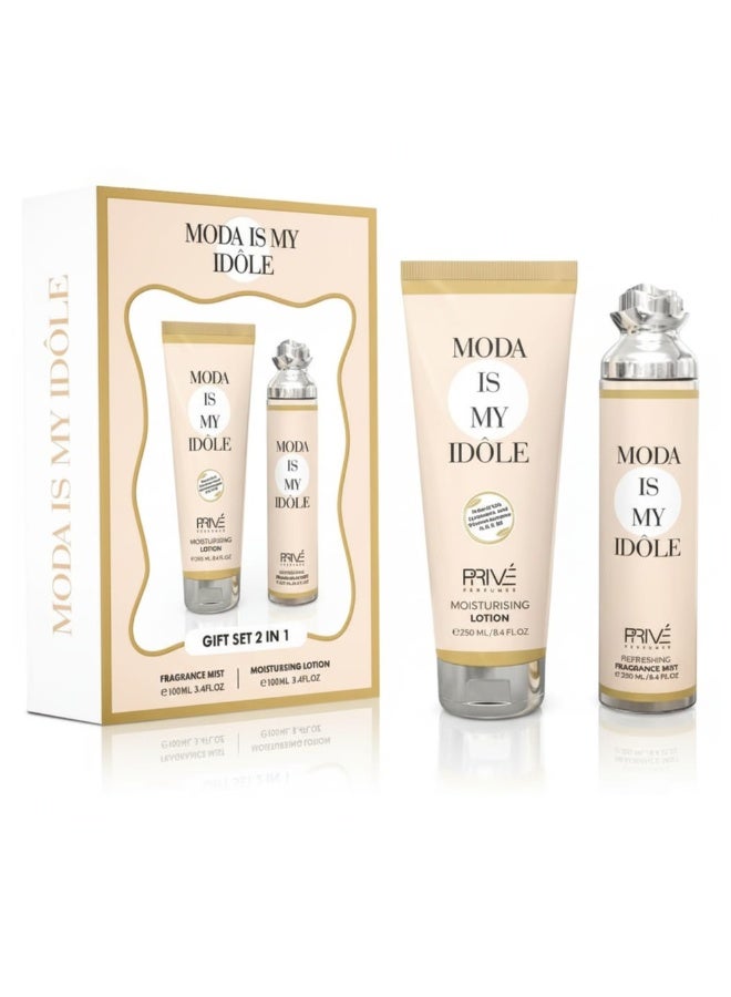 PRIVE Moda Is My Idol Gift Set, Perfume + Lotion, 2 in 1 - 250ml - Image 1