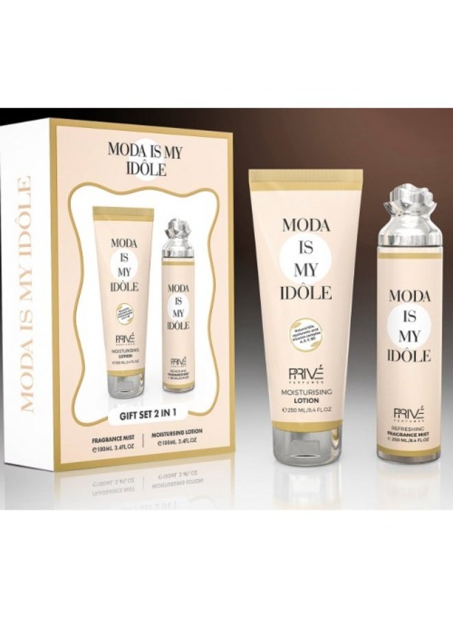 PRIVE Moda Is My Idol Gift Set, Perfume + Lotion, 2 in 1 - 250ml - Image 2