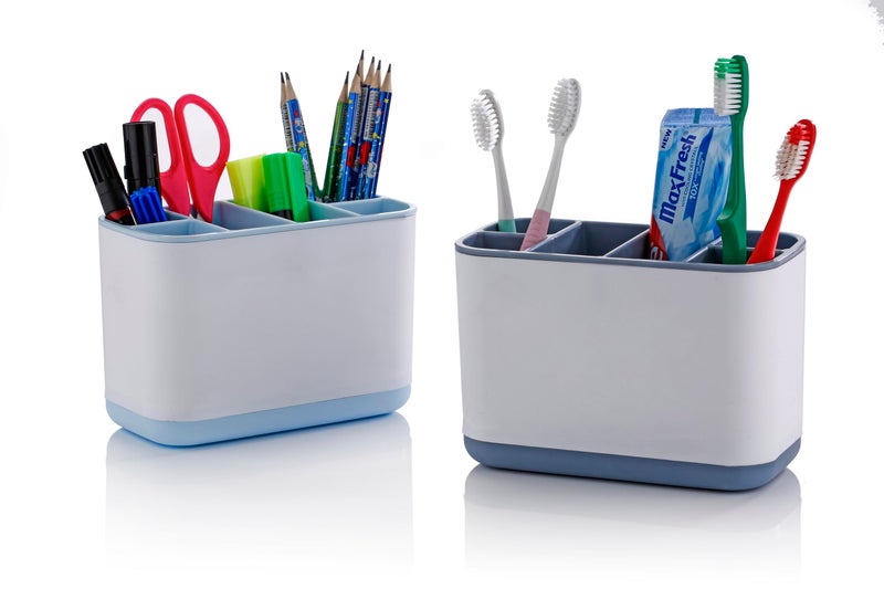 Leawall 6-Compartment Cutlery Holder,Toothbrush & Desk Organizer – Multi-Functional Makeup Brush Holder for Home, Office, Kitchen Wash Basin Countertop Organizer (Sky Blue) - Image 3