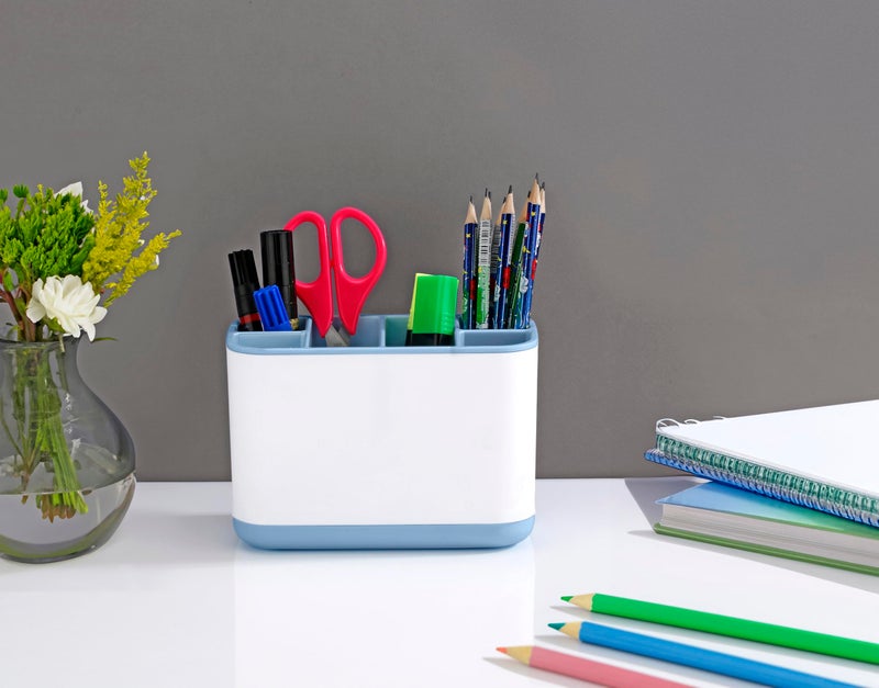 Leawall 6-Compartment Cutlery Holder,Toothbrush & Desk Organizer – Multi-Functional Makeup Brush Holder for Home, Office, Kitchen Wash Basin Countertop Organizer (Sky Blue) - Image 5