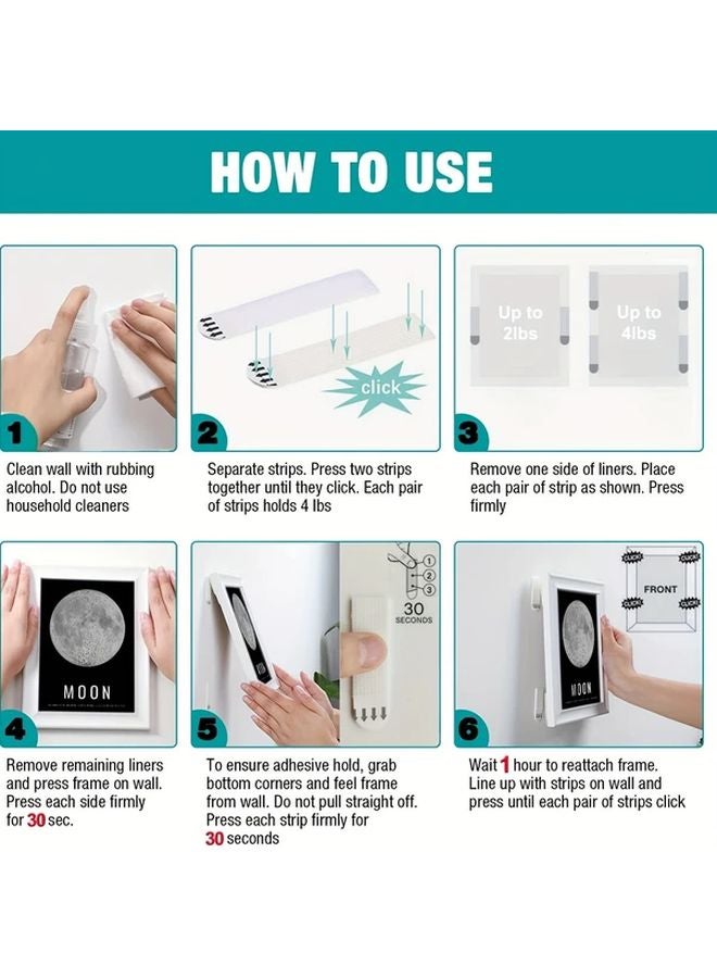 30 زوجًا من شرائط تعليق الصور الثقيلة شريط لاصق خالٍ من التلف للجدران الجافة - Image 3