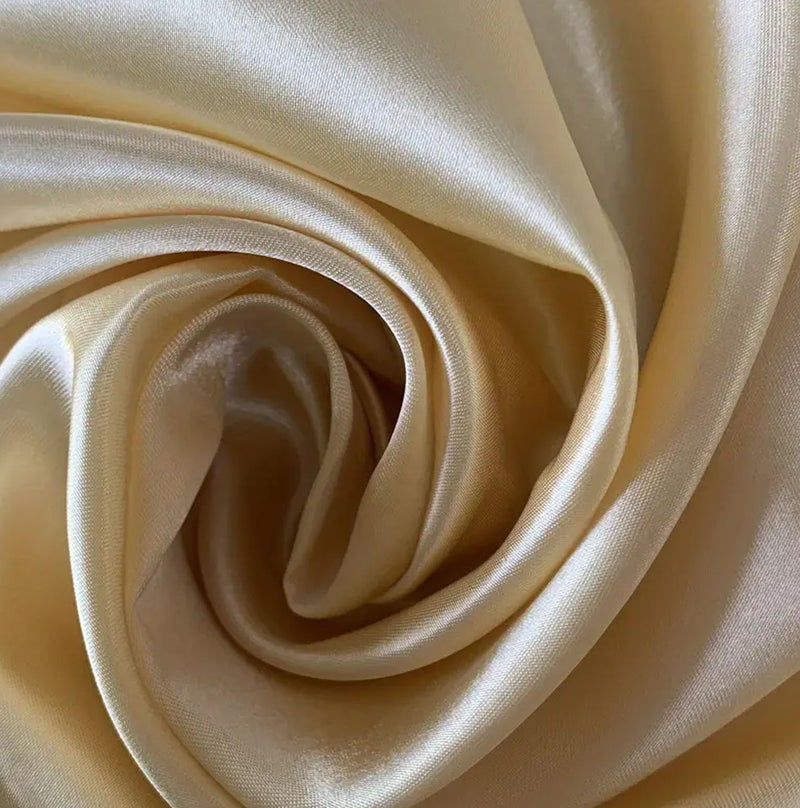 RR Design Plain Silky Satin Dress/Pillow Cover/scrunches Fabric Plain Material Silk and Shine Fabric Material (Width:- 44")(White,1 Meter) (Ivory) - Image 1