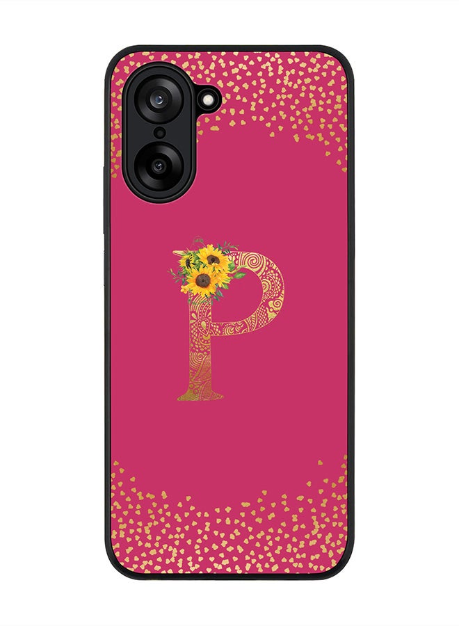 Stylizedd For OnePlus Nord CE5 / Ace 5 Racing Case,Slim fit Camera Protection, Shockproof Thin Phone cover  - Custom Floral Monogram - P ( Deep Pink )