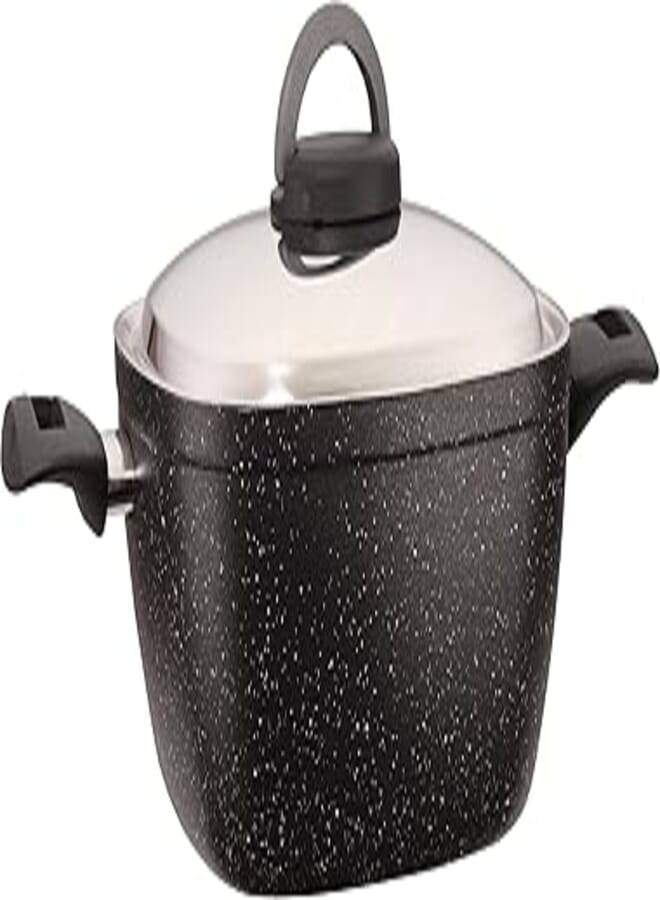 El Amal Elite Square Granite Cooking Pot, 24 cm - Black