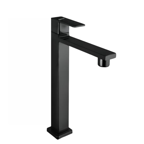 ENICET 12 Inch Wash Basin Tap, Matte Black, SS-304, Table Top Basin Tap, High Neck Pillar Cock, Black Taps for Bathroom, Tall Extended Body, Foam Flow (TE120BLACK) - Image 1
