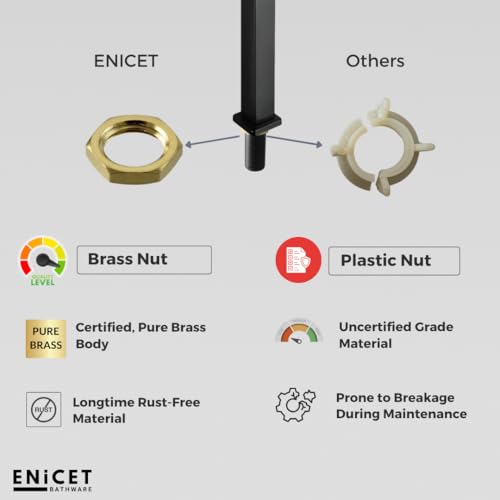 ENICET 12 Inch Wash Basin Tap, Matte Black, SS-304, Table Top Basin Tap, High Neck Pillar Cock, Black Taps for Bathroom, Tall Extended Body, Foam Flow (TE120BLACK) - Image 4
