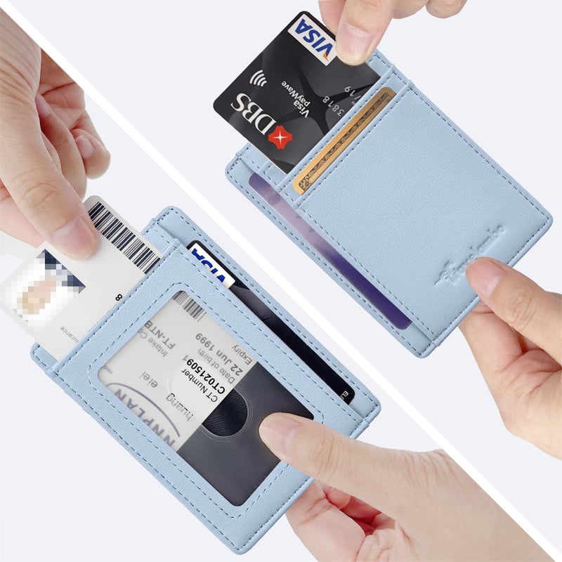 Travelambo محفظة جلدية نحيفة ذات جيب أمامي من ترافيلامبو مع خاصية حجب RFID بحجم متوسط (أزرق كلاسيكي) - Image 3