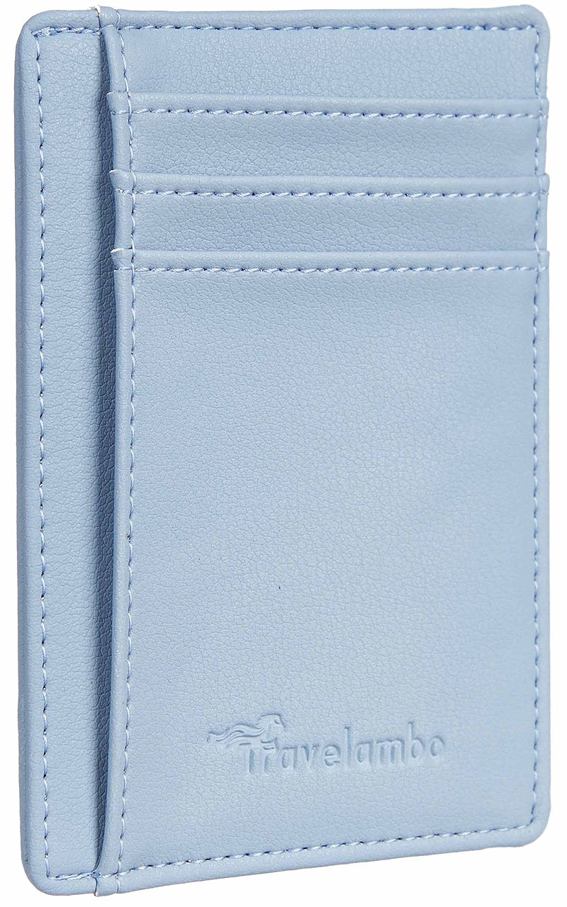 Travelambo محفظة جلدية نحيفة ذات جيب أمامي من ترافيلامبو مع خاصية حجب RFID بحجم متوسط (أزرق كلاسيكي) - Image 1