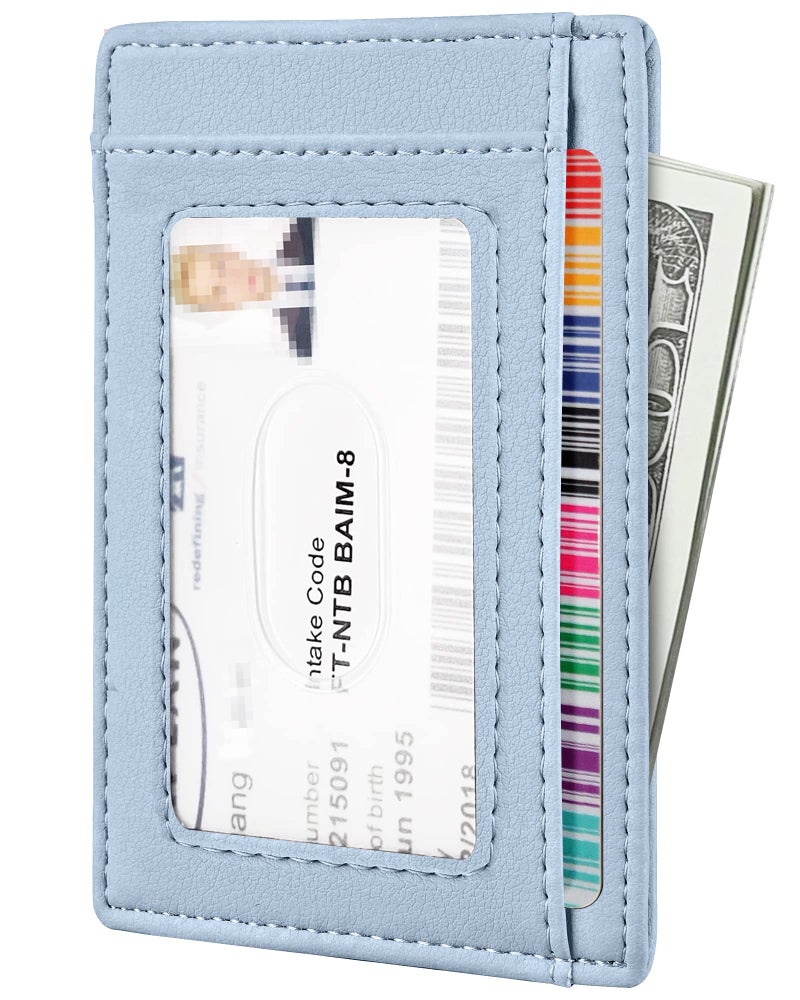 Travelambo محفظة جلدية نحيفة ذات جيب أمامي من ترافيلامبو مع خاصية حجب RFID بحجم متوسط (أزرق كلاسيكي) - Image 2