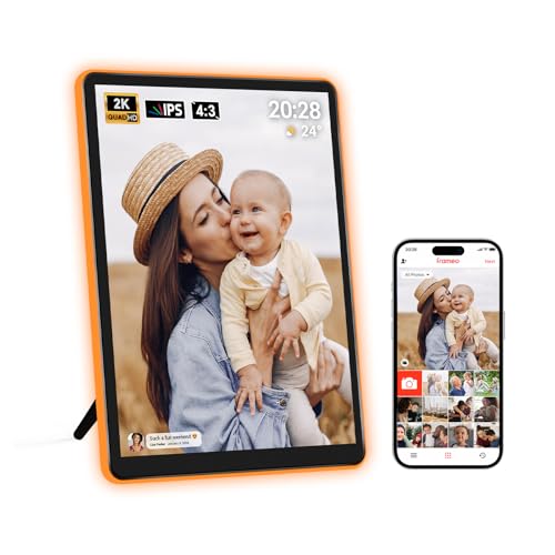 Apolosign 10" Neon Light Digital Frame, 2K Resolution, The Best Digital Picture Frame for Gifting | with 2.5D Glass IPS Touchscreen, WiFi, 32GB Storage, Warm Ambient & Auto Color Transformation LED - Image 1