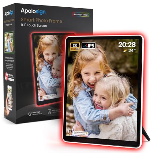 Apolosign 10" Neon Light Digital Frame, 2K Resolution, The Best Digital Picture Frame for Gifting | with 2.5D Glass IPS Touchscreen, WiFi, 32GB Storage, Warm Ambient & Auto Color Transformation LED - Image 2