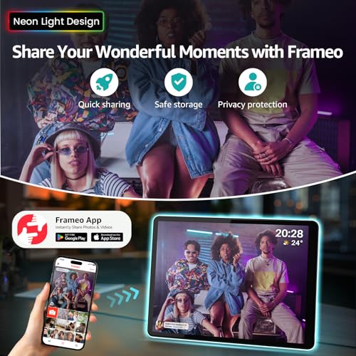 Apolosign 10" Neon Light Digital Frame, 2K Resolution, The Best Digital Picture Frame for Gifting | with 2.5D Glass IPS Touchscreen, WiFi, 32GB Storage, Warm Ambient & Auto Color Transformation LED - Image 4