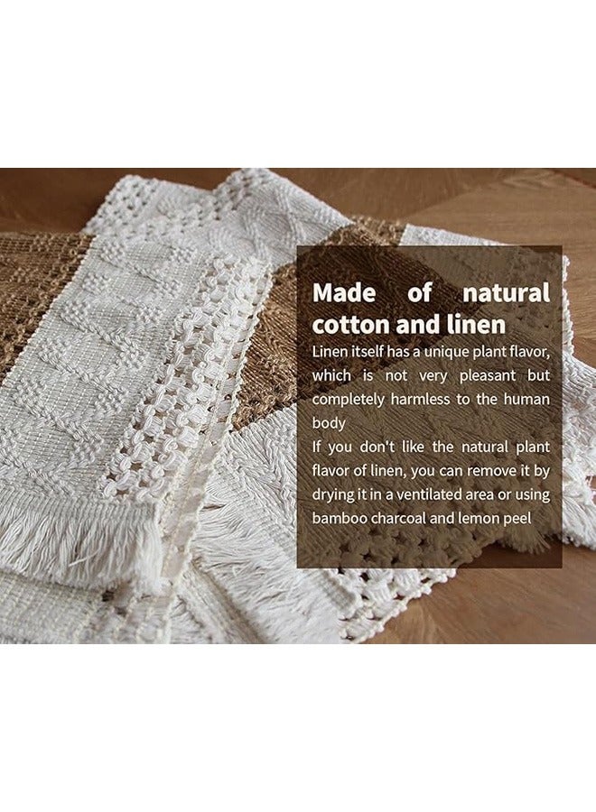 Boho Placemats Set of 4, Placemats Macrame Table Decor and Farmhouse Style Placemats Natural Cotton Burlap, for Dining Table Centerpiece Home Decorations  - Image 3