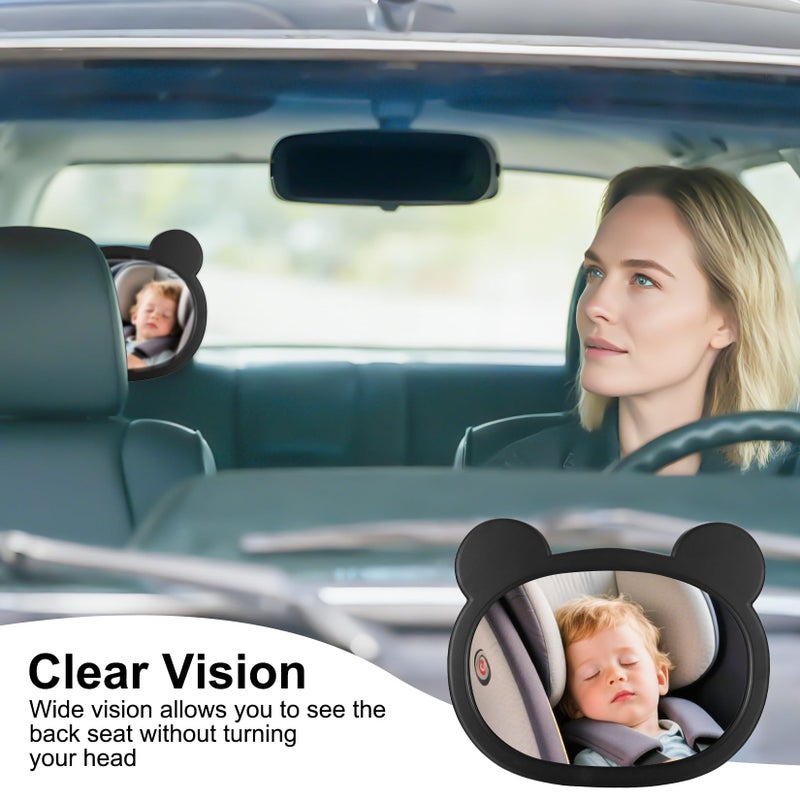 Fulushouxi 1 PcsBaby Car Mirror for Backseat, Safety Baby Car Seat Mirror for Rear Facing, Shatterproof Hook Clip Clear Wide View & 360Â° Rotation Baby Mirrors Essentials Accessories - Image 5