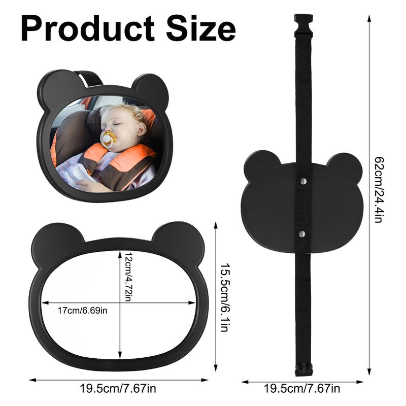 Fulushouxi 1 PcsBaby Car Mirror for Backseat, Safety Baby Car Seat Mirror for Rear Facing, Shatterproof Hook Clip Clear Wide View & 360Â° Rotation Baby Mirrors Essentials Accessories - Image 2