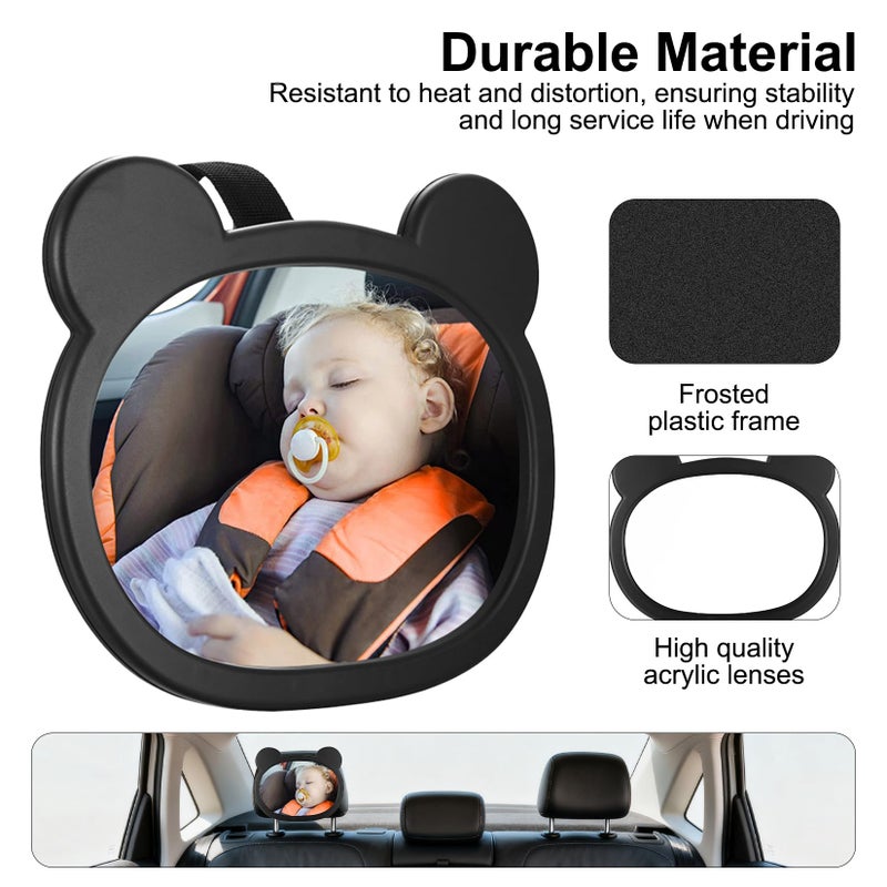 Fulushouxi 1 PcsBaby Car Mirror for Backseat, Safety Baby Car Seat Mirror for Rear Facing, Shatterproof Hook Clip Clear Wide View & 360Â° Rotation Baby Mirrors Essentials Accessories - Image 3