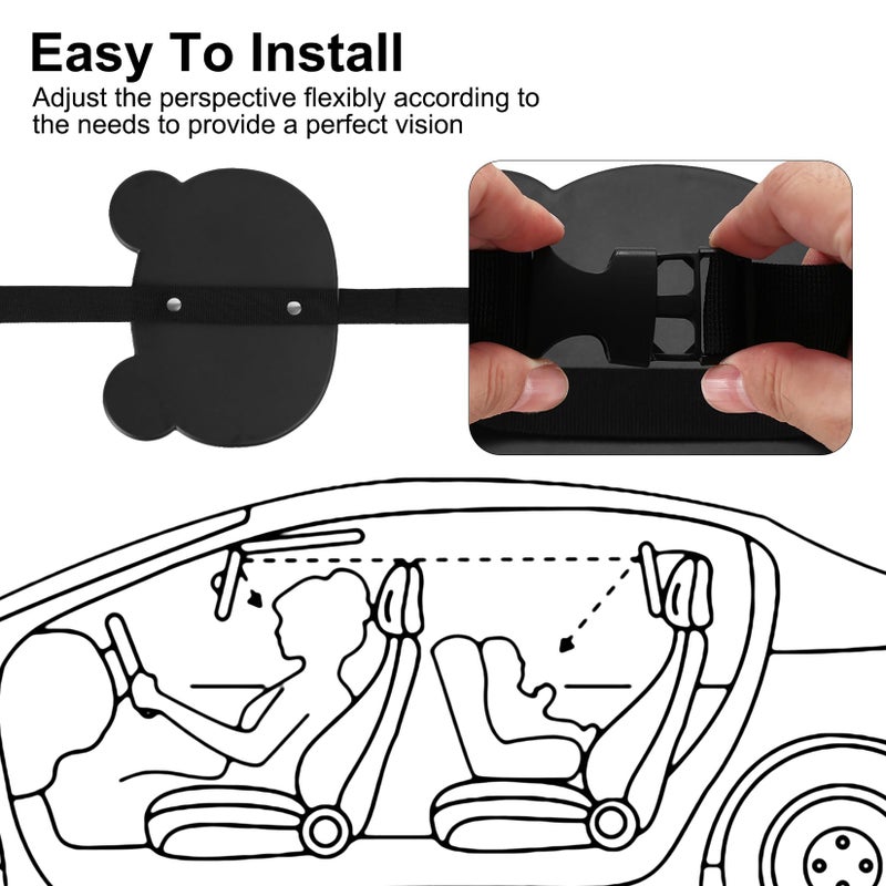 Fulushouxi 1 PcsBaby Car Mirror for Backseat, Safety Baby Car Seat Mirror for Rear Facing, Shatterproof Hook Clip Clear Wide View & 360Â° Rotation Baby Mirrors Essentials Accessories - Image 4