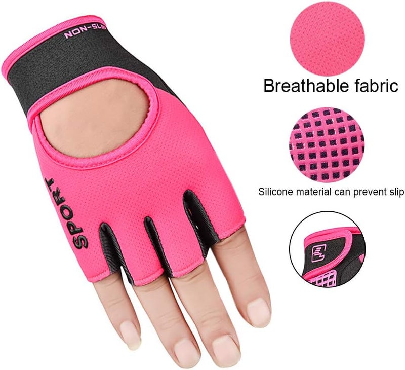 Clobeau Biking Gloves Kids Boys Girls Cycling Exercise Half Finger Fingerless Gloves Child Motor Bike Riding Anti-Slip Weight Lifting Bikes Workout Climbing Bicycle Glove Gym Skate Glove - Image 4