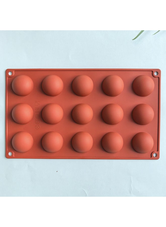 24 Even Small Semicircle 437 Chocolate Cake Silicone Mold Jelly Egg Tart Bread Mold Baking Tools-Color:Brick Red - Image 1
