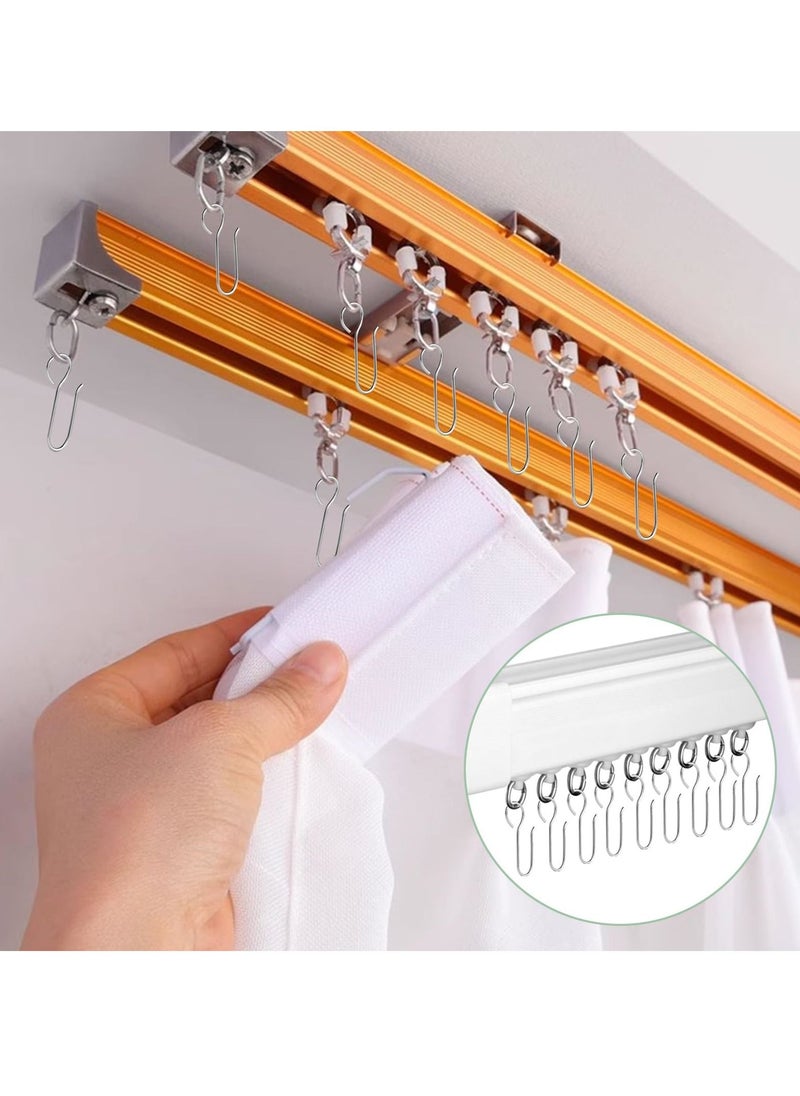 SYOSI - 120 Pcs Metal S Shaped Shower Curtain Hooks, Small Curtain Track Hangers, Drape Connection Hooks for Shower Curtains, RV Curtains, and Ceiling Curtains, Drapery Hanging Solution - Image 1