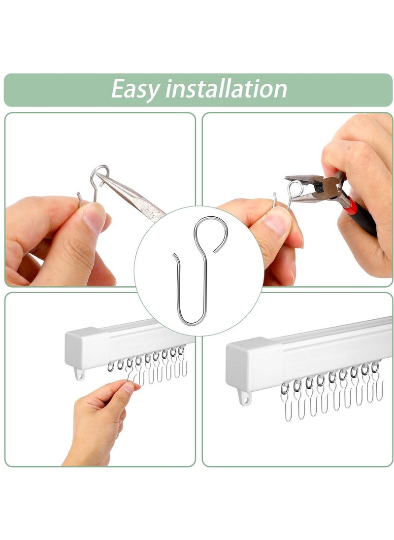 SYOSI - 120 Pcs Metal S Shaped Shower Curtain Hooks, Small Curtain Track Hangers, Drape Connection Hooks for Shower Curtains, RV Curtains, and Ceiling Curtains, Drapery Hanging Solution - Image 1