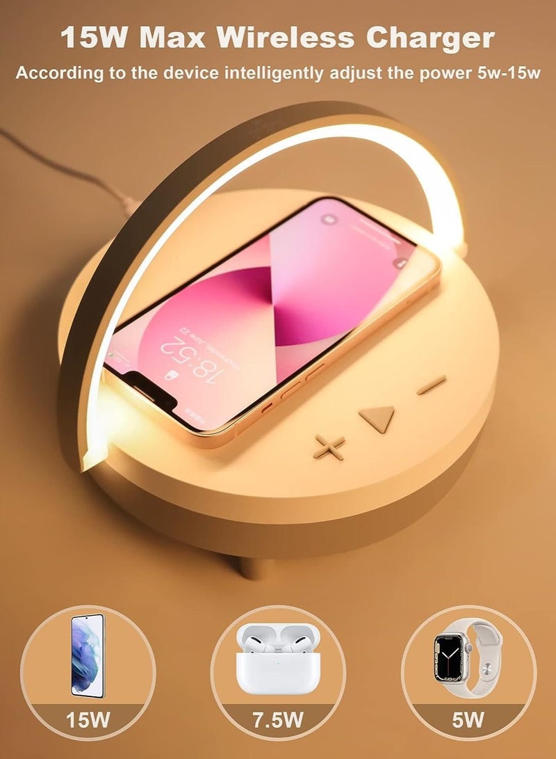 LED Night Light Table Lamp  with Wireless Charger Portable Bluetooth  - Image 3