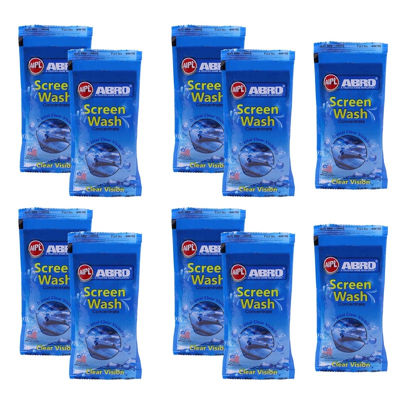 ABRO Windshield Car Wash Additive Fluid Concentrate Liquid Wipers Lubricated Streak Free & Anti Wiper Judder Formula Auto Detergent Glass Cleaner (10 Pcs) - Image 1