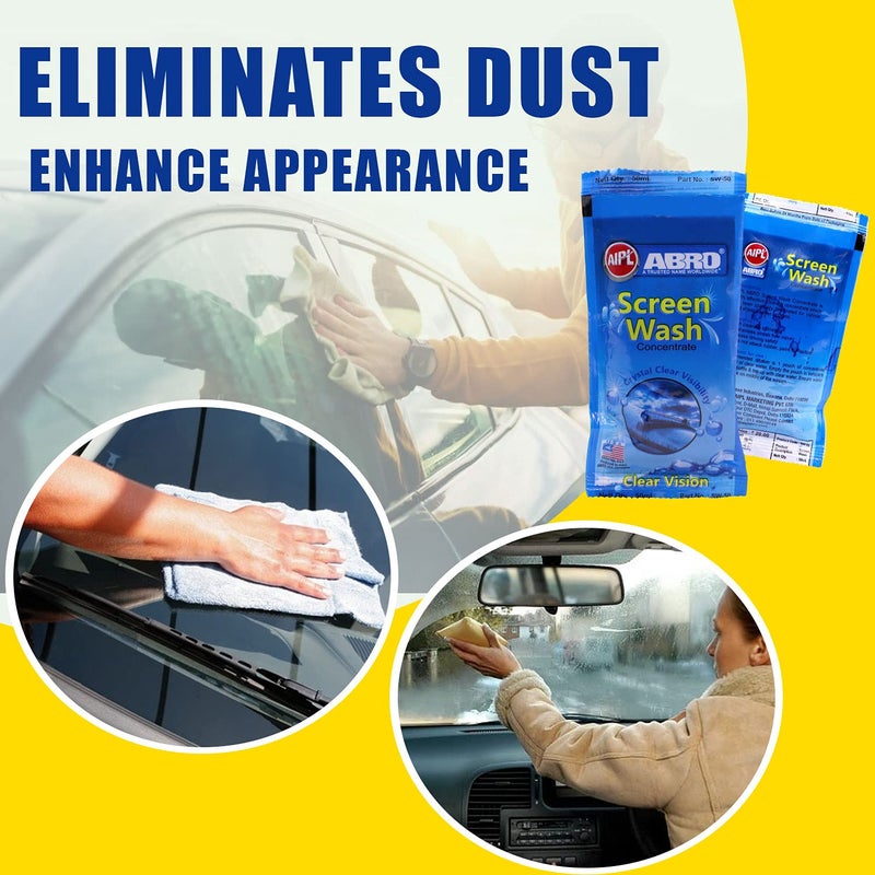 ABRO Windshield Car Wash Additive Fluid Concentrate Liquid Wipers Lubricated Streak Free & Anti Wiper Judder Formula Auto Detergent Glass Cleaner (10 Pcs) - Image 4