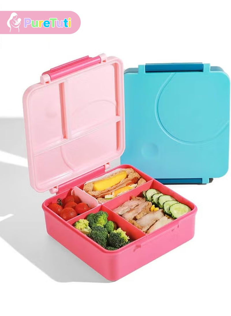 PureTuti Portable Lunch Box with Food Grade Stainless Steel, Maternal and infant grade materials，3-Compartment Large Storage Space and 1 Extra Rice Bowl, Leak proof, Microwave, Dishwasher, Freezer Safe, Bpa-Free, Pink - Image 2