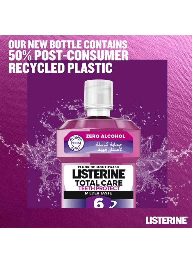 Listerine Total Care Teeth Protect Mild Taste Fluoride Mouthwash With Zero Alcohol 500 ML - Image 1