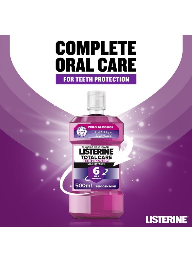 Listerine Total Care Teeth Protect Mild Taste Fluoride Mouthwash With Zero Alcohol 500 ML - Image 4