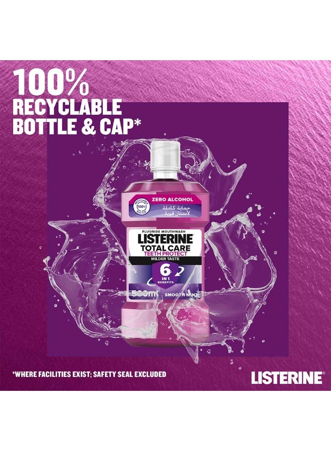 Listerine Total Care Teeth Protect Mild Taste Fluoride Mouthwash With Zero Alcohol 500 ML - Image 2