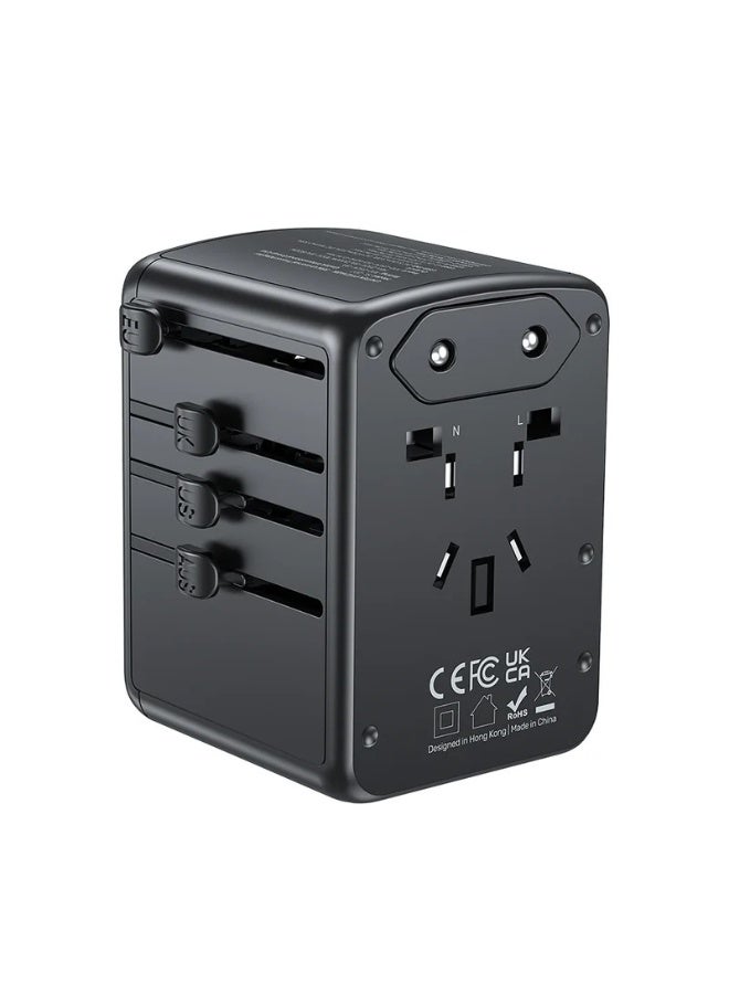 UNITEK 35W Universal Travel Adapter, GaN Fast Charger with 2 USB-C PD & 3 USB-A Ports, International Power Plug Adapter for 200+ Countries, UK/EU/US/AU Travel Charge - Image 3