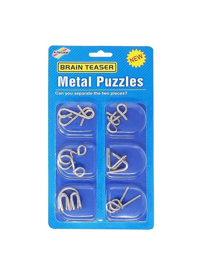 PLUSPOINT PLUSPOINT 6Pc Brain Teasers Metal Wire Puzzle Toys Metal Puzzle Toys For Gifts, Party Favors, Prizes, Disentanglement Puzzle Unlock Interlock Toys - Iq Puzzle Brain Teaser (6 Pc), Kids - Image 1