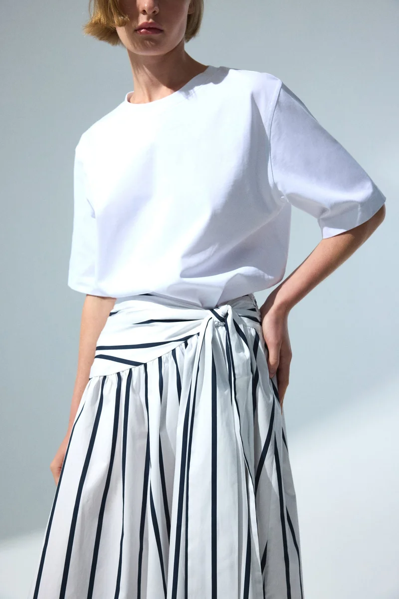H&M Tie-detail poplin skirt