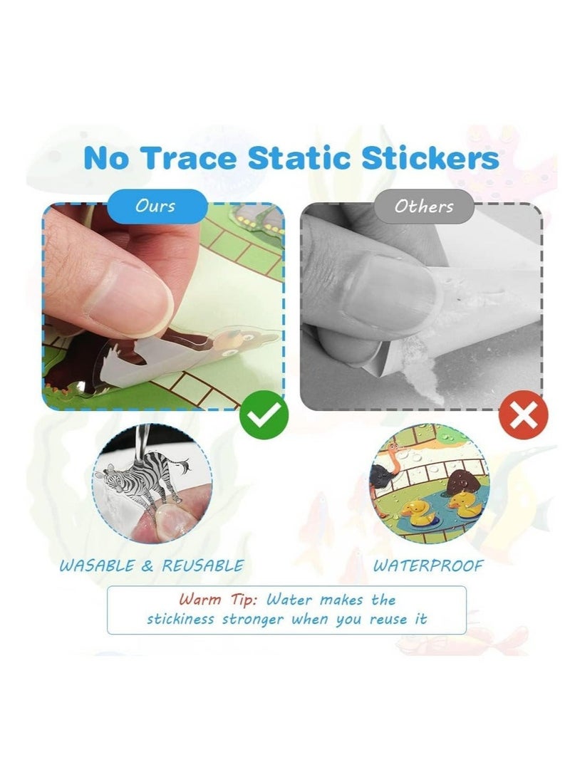 كابتن تيك Sticker Books Toys for 3 Year-Old and Up Boys Girls, 2 Packs Reusable Sticker Book Learning Toys for Toddlers, Animal Sticker Ocean World Sticker Book for Toddler Educational Sticker Toy - Image 3