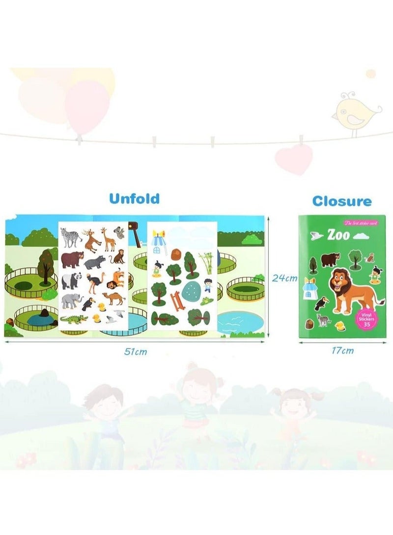 كابتن تيك Sticker Books Toys for 3 Year-Old and Up Boys Girls, 2 Packs Reusable Sticker Book Learning Toys for Toddlers, Animal Sticker Ocean World Sticker Book for Toddler Educational Sticker Toy - Image 5