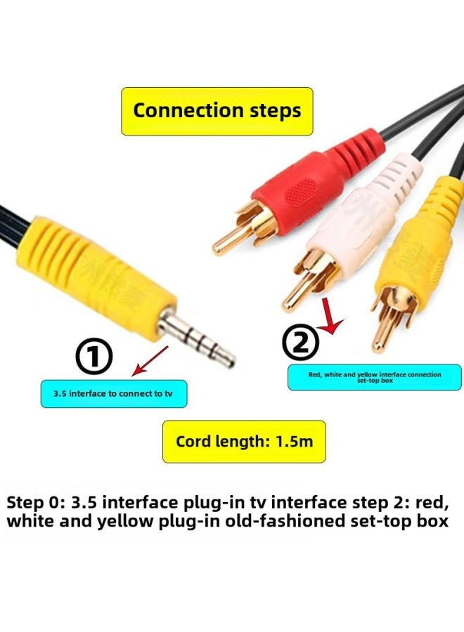 Av Line 3.5mm One-three TV Video Cable Set-top Box Power Amplifier Audio DVD Speaker Conversion Line-Color:Special Line For Chuangwei/hail/kangjia/lexhi/panasonic/and Other Brands [20cm] With A Three-lotus 1.3m Line [total Line Length 1.5m ]  - Image 3