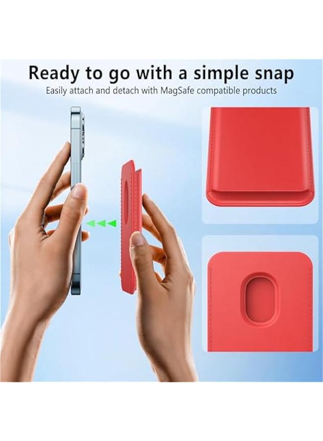 for MagSafe Wallet Magnetic Wallet Phone Card Holder for 16 Pro Max/16 Plus/16 Pro/16/15 Pro Max/15 Pro/15 Plus/15, for iPhone 14 Pro Max/14 Plus/14 Pro/14/13, RFID Leather, Red  - Image 5