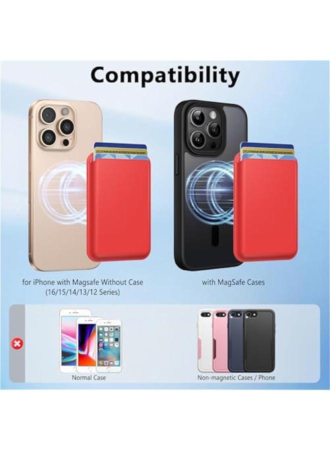 for MagSafe Wallet Magnetic Wallet Phone Card Holder for 16 Pro Max/16 Plus/16 Pro/16/15 Pro Max/15 Pro/15 Plus/15, for iPhone 14 Pro Max/14 Plus/14 Pro/14/13, RFID Leather, Red  - Image 4