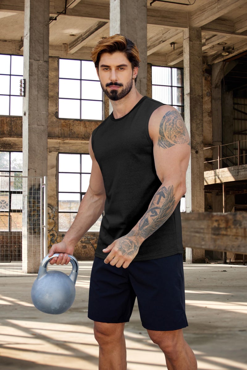 COOFANDY Bodybuilding Tank Top for Men 3 Pack Cotton Blend Boxing T Shirts Fitness Sleeveless Workout Shirts Grey L - Image 4