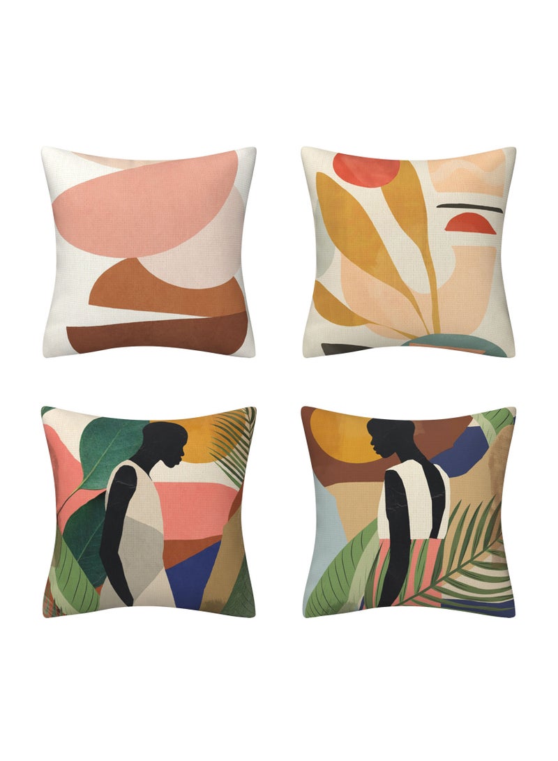FASHION HOME Set of 4 Cushion Covers Decorative Throw Pillow cases for Living Room Garden Outdoor Décor - Image 1