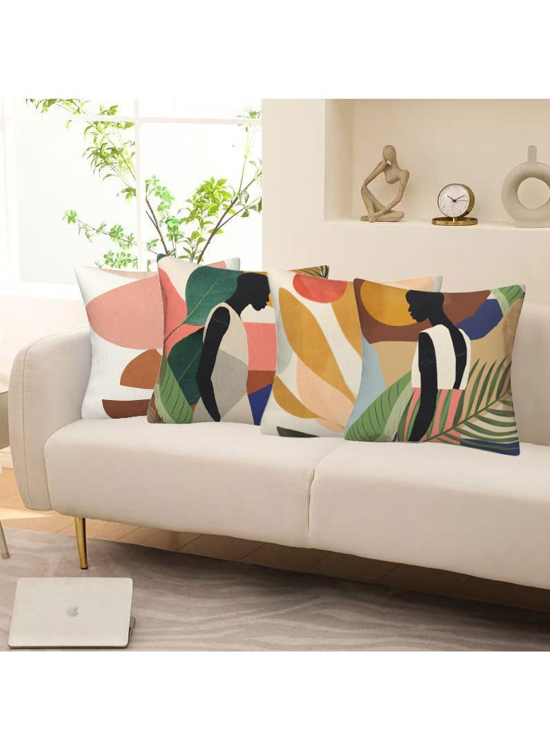 FASHION HOME Set of 4 Cushion Covers Decorative Throw Pillow cases for Living Room Garden Outdoor Décor - Image 5