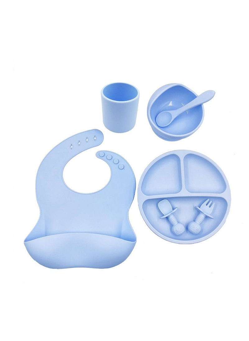 Silicone Baby Feeding Set with Bib, Spoons, Cup,  Bowl, Small Fork and Baby Plate Blue - pzsku/Z6CE2A32D903F244A945BZ/45/_/1678853021/3999da85-6e28-4be0-b7e5-31c9bbdcae28