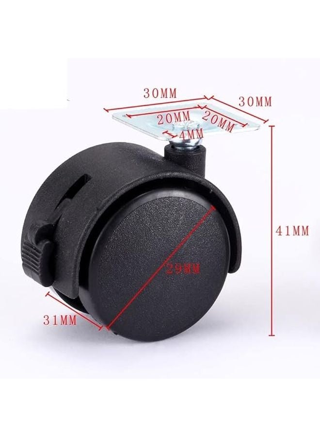 4Pcs Black Furniture Caster Wheels 30mm 40mm 48mm Plate With Brake Swivel For Trolley Cart - Image 3