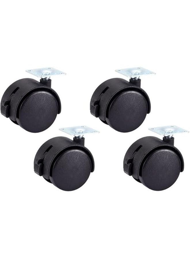 4Pcs Black Furniture Caster Wheels 30mm 40mm 48mm Plate With Brake Swivel For Trolley Cart - Image 1