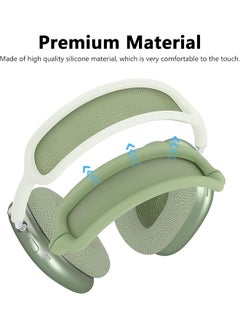 erorex Case Cover For Airpods Max Headphones 3 In 1Silicone Ear Cups Cover Ear Pad Case Cover Headband Cover Anti Scratch Protective Cover Clear Soft Tpu Ear Cups Cover For Headphones Green  - Image 4