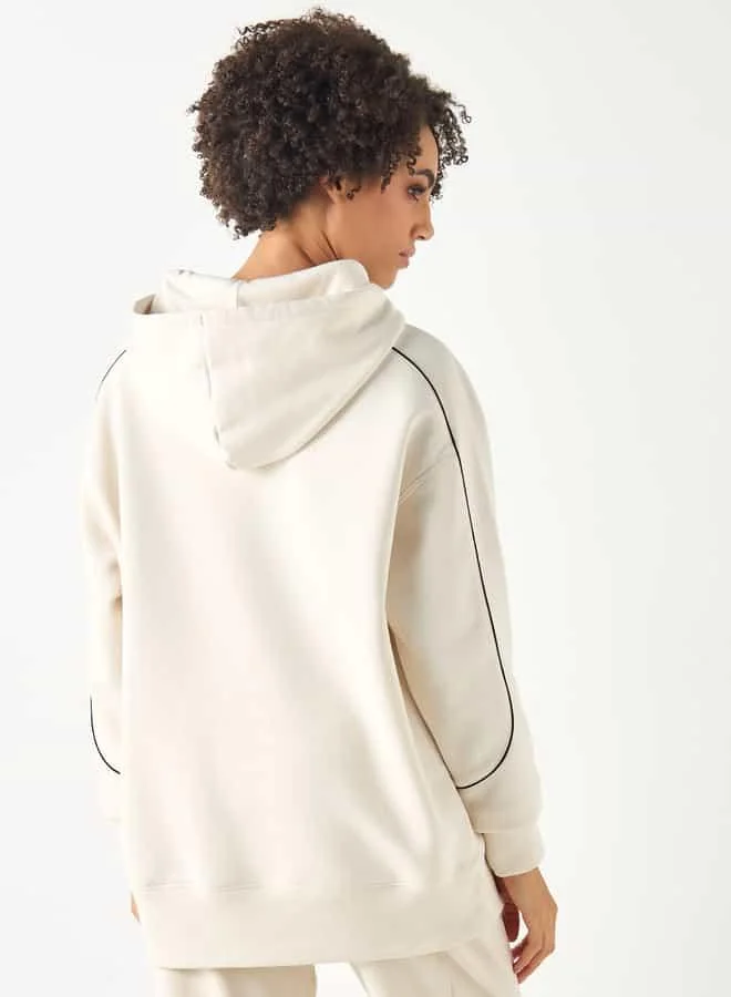Kappa Kappa Logo Print Pullover with Hood and Long Sleeves