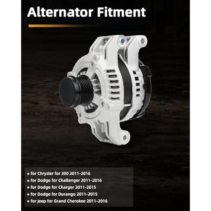 OCPTY Alternator 11572 Compatible with 2011-2015 for Dodge for Charger, 2011-2015 for Dodge for Durango, 2011-2016 for Jeep for Grand Cherokee Automotive Replacement Alternators - Image 4