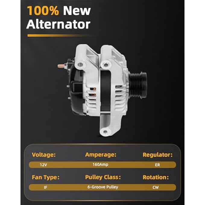 OCPTY Alternator 11572 Compatible with 2011-2015 for Dodge for Charger, 2011-2015 for Dodge for Durango, 2011-2016 for Jeep for Grand Cherokee Automotive Replacement Alternators - Image 2